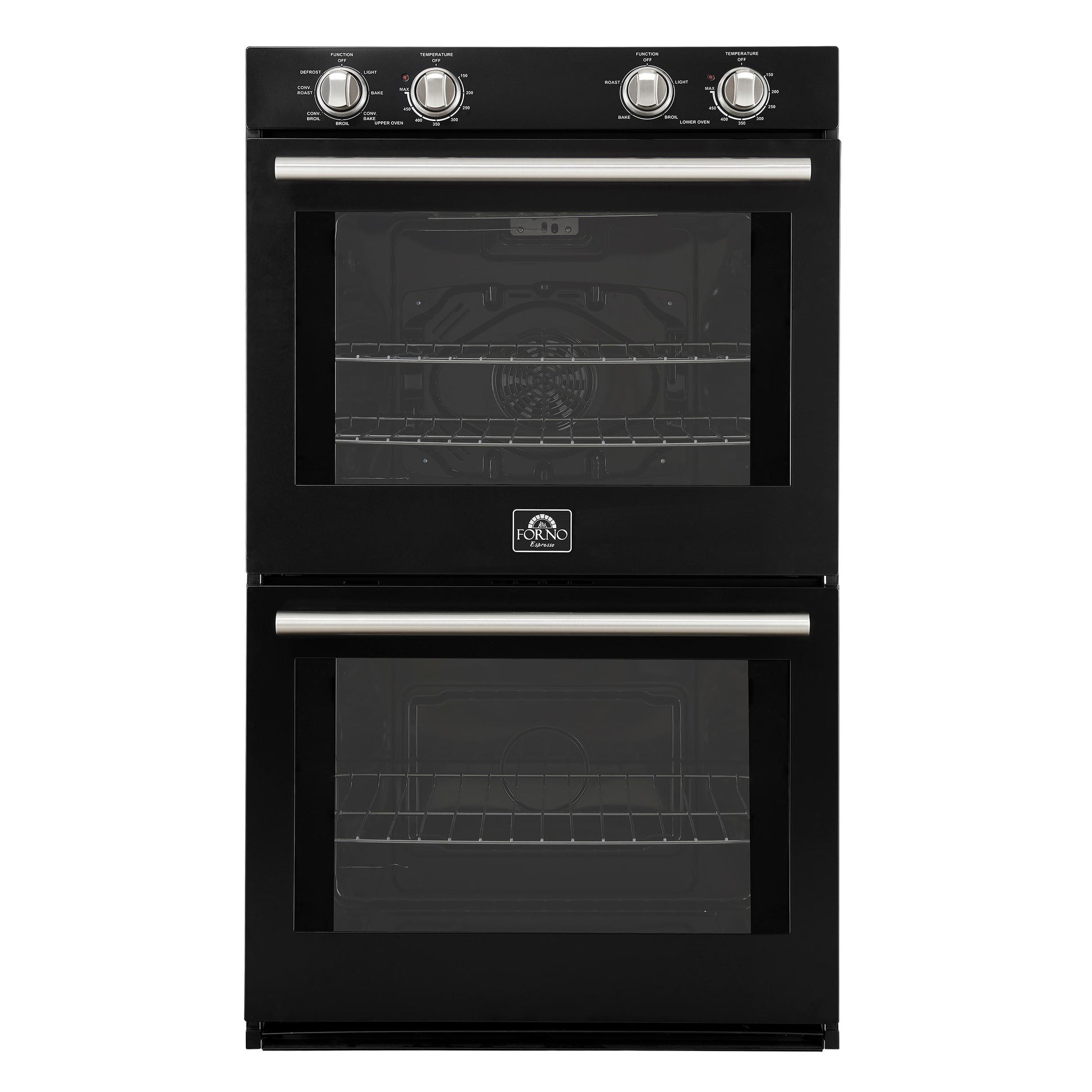 Forno FBOEL132430BLK Forno Vomero 30-Inch Double Wall Oven, Black, 10 Cu.Ft Total Capacity, 7100W Convection, Mechanical Controls, Manuel Steam Clean