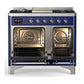 Ilve UMD40FNR3MBC Ilve Umd40Fnr3Mbc Majestic Iii 40 Inch Dual Fuel Range With 6 Burners And Griddle, Dual Function Burner Up To 25,000 Btu (Natural Gas, Triple Glass Door, Midnight Blue, Chrome)