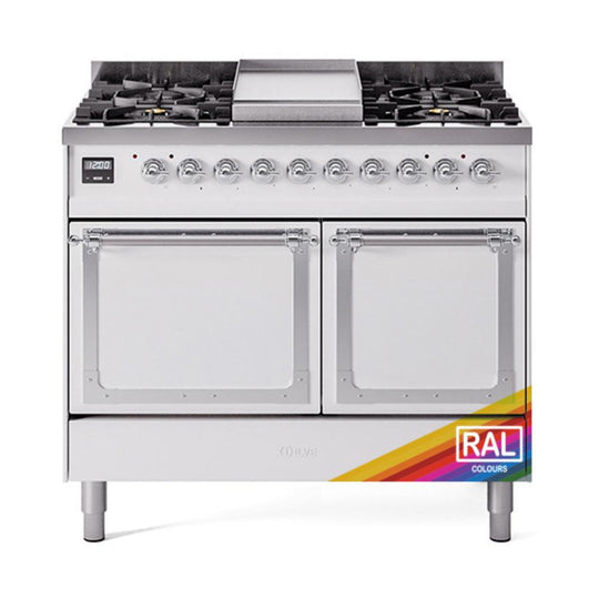 Ilve UND40FQNMPRAC Ilve Und40Fqnmprac Nostalgie Ii Noblesse 40" Dual Fuel Range (Natural Gas, Solid Door, Ral, Chrome)