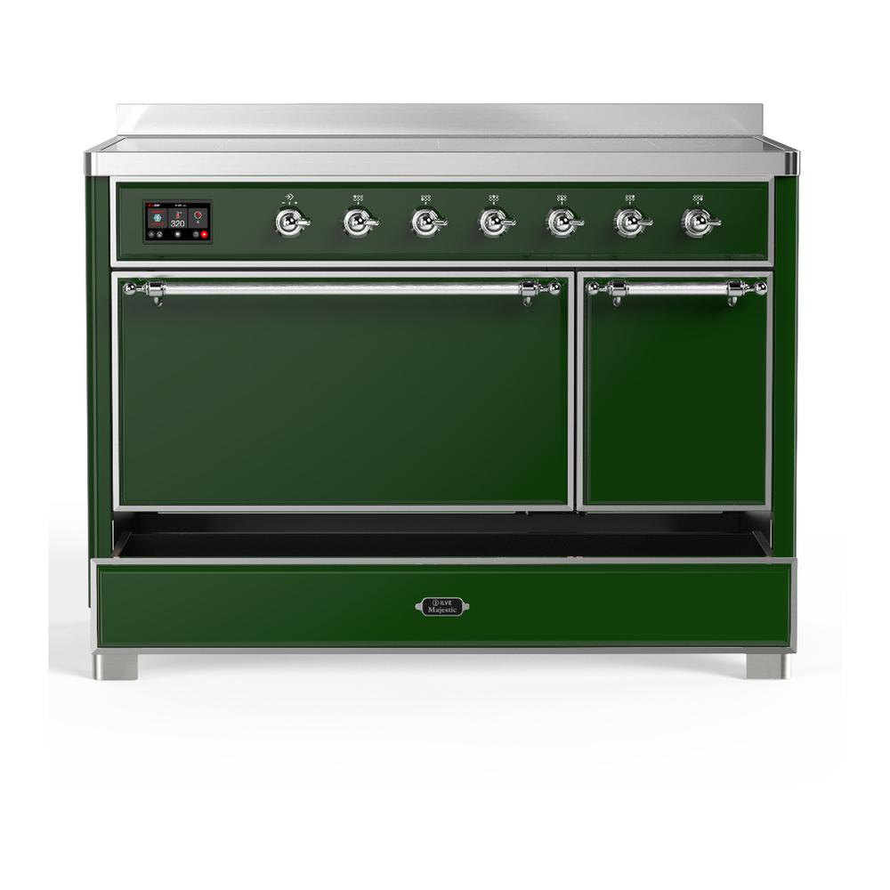 Ilve UMIB48QNR3EGC Ilve Umib48Qnr3Egc Majestic Iii 48 Inch Induction Range With 6 Elements, 5.02 Cu. Ft. Total Oven Capacity (Solid Door, Emerald Green, Chrome)
