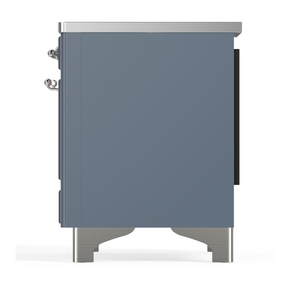 Ilve UMIB36NR3BGC Ilve Umib36Nr3Bgc Majestic Iii 36 Inch Induction Range With 6 Elements, 3.5 Cu. Ft. Total Oven Capacity (Triple Glass Door, Blue Grey, Chrome)