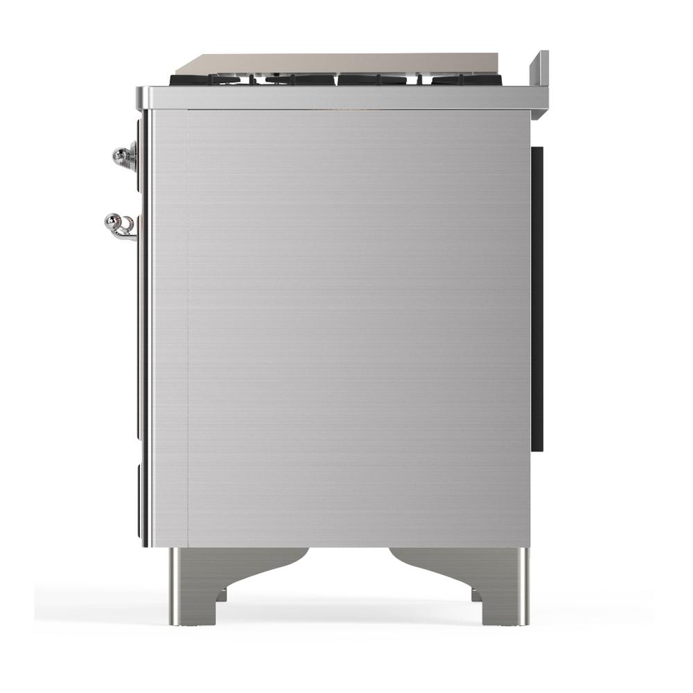 Ilve UMD40FNR3SSC Ilve Umd40Fnr3Ssc Majestic Iii 40 Inch Dual Fuel Range With 6 Burners And Griddle, Dual Function Burner Up To 25,000 Btu (Natural Gas, Triple Glass Door, Stainless Steel, Chrome)