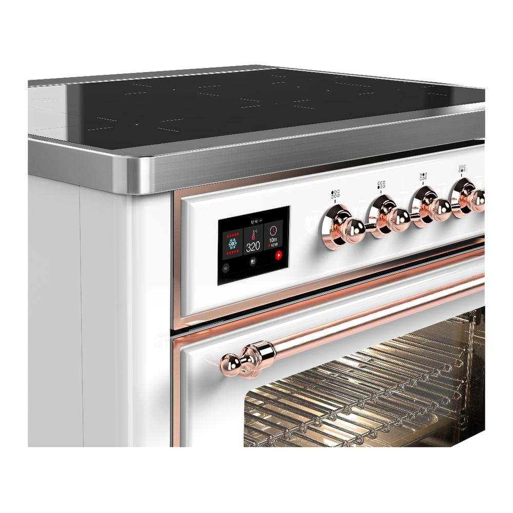 Ilve UMIB36NR3WHP Ilve Umib36Nr3Whp Majestic Iii 36 Inch Induction Range With 6 Elements, 3.5 Cu. Ft. Total Oven Capacity (Triple Glass Door, White, Copper)