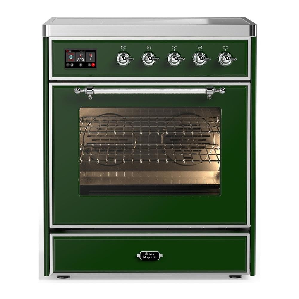 Ilve UMIB30NR3EGC Ilve Umib30Nr3Egc Majestic Iii 30 Inch Induction Range With 4 Elements, 4 Cu. Ft. Oven Capacity (Triple Glass Door, Emerald Green, Chrome)