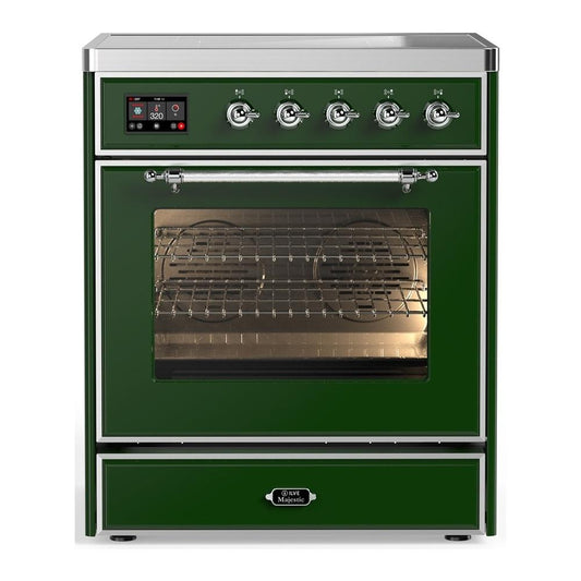 Ilve UMIB30NR3EGC Ilve Umib30Nr3Egc Majestic Iii 30 Inch Induction Range With 4 Elements, 4 Cu. Ft. Oven Capacity (Triple Glass Door, Emerald Green, Chrome)