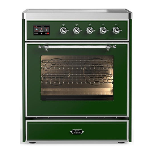 Ilve UMIB30NR3EGC Ilve Umib30Nr3Egc Majestic Iii 30 Inch Induction Range With 4 Elements, 4 Cu. Ft. Oven Capacity (Triple Glass Door, Emerald Green, Chrome)