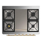 Ilve UM36FQNR3MGGLP Ilve Um36Fqnr3Mgglp Majestic Iii 36 Inch Dual Fuel Range With 6 Black Brass Burners And Griddle, Dual Function Burner Up To 25,000 Btu (Solid Door, Graphite Matte, Brass, Liquid Propane)