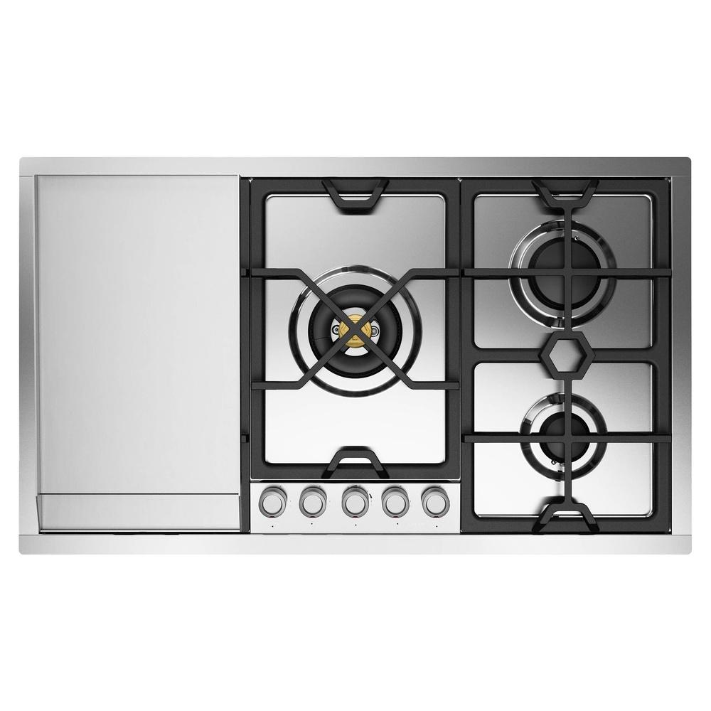 Ilve UHCPMT95FSSLP Ilve Uhcpmt95Fsslp Panoramagic 36 Inch Built-In Gas Cooktop With 5 Burners, In Stainless Steel (Liquid Propane, 5 Sealed Burners + Griddle)