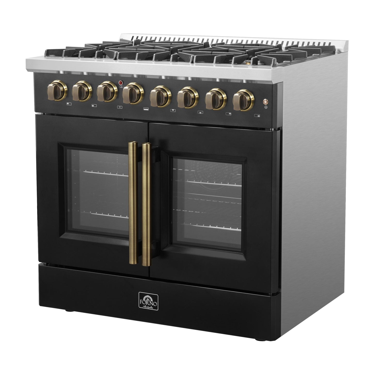 Forno FFSGS635636BLK Forno Galiano 36-Inch Freestanding French Door Dual Fuel Range Black