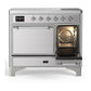 Ilve UMDIB40QNR3SSC Ilve Umdib40Qnr3Ssc Majestic Iii 40 Inch Induction Range With 6 Elements, 3.82 Cu. Ft. Total Oven Capacity (Solid Door, Stainless Steel, Chrome)