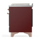 Ilve UM48FSNR3BUP Ilve Um48Fsnr3Bup Majestic Iii 48 Inch Dual Fuel Range With 5 Black Brass Burners, Griddle And French Top, Dual Function Burner Up To 25,000 Btu (Natural Gas, Triple Glass Door, Burgundy, Copper)