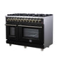 Forno FFSGS612548BLK Forno Massimo 48 Inch Freestanding Dual Fuel Range In Black With Antique Brass Accessories, 8 Burners, 6.58 Cu. Ft. Convection Oven