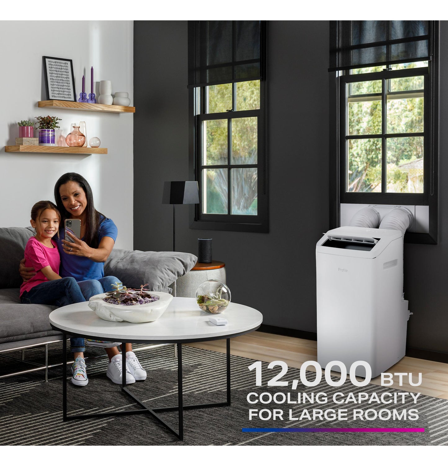 Ge Appliances PPHH12WWF Ge Profile® 12,000 Btu Dual-Hose, Inverter Heat/Cool Portable Air Conditioner With Dehumidifier And Remote, White