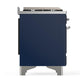Ilve UM48FNR3MBCLP Ilve Um48Fnr3Mbclp Majestic Iii 48 Inch Dual Fuel Range With 8 Burners And Griddle, Dual Function Burner Up To 25,000 Btu (Liquid Propane, Triple Glass Door, Midnight Blue, Chrome)
