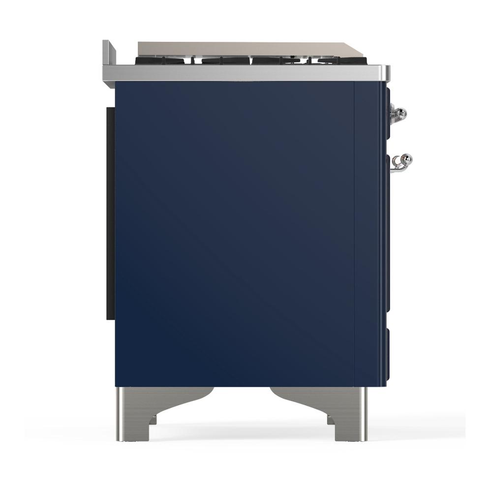 Ilve UM48FNR3MBCLP Ilve Um48Fnr3Mbclp Majestic Iii 48 Inch Dual Fuel Range With 8 Burners And Griddle, Dual Function Burner Up To 25,000 Btu (Liquid Propane, Triple Glass Door, Midnight Blue, Chrome)
