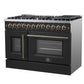 Forno FFSGS635648BLK Forno Galiano 48-Inch French Door Dual Fuel Range, Black & Antique Brass Design, 8 Sealed Burners - 107,000 Btu, Griddle, 6.58 Cu.Ft. Double Ovens