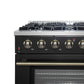 Forno FFSGS624436BLK Forno Galiano 36-Inch Freestanding Gas Range In Black With Antique Brass Design, 6 Burners, 83,000 Btu, 5.36 Cu.Ft. Convection Oven
