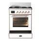 Ilve UM30NR3WHP Ilve Um30Nr3Whp Majestic Iii 30 Inch Dual Fuel Range With 5 Black Brass Burners, Dual Function Burner Up To 25,000 Btu (Natural Gas, Triple Glass Door, White, Copper)