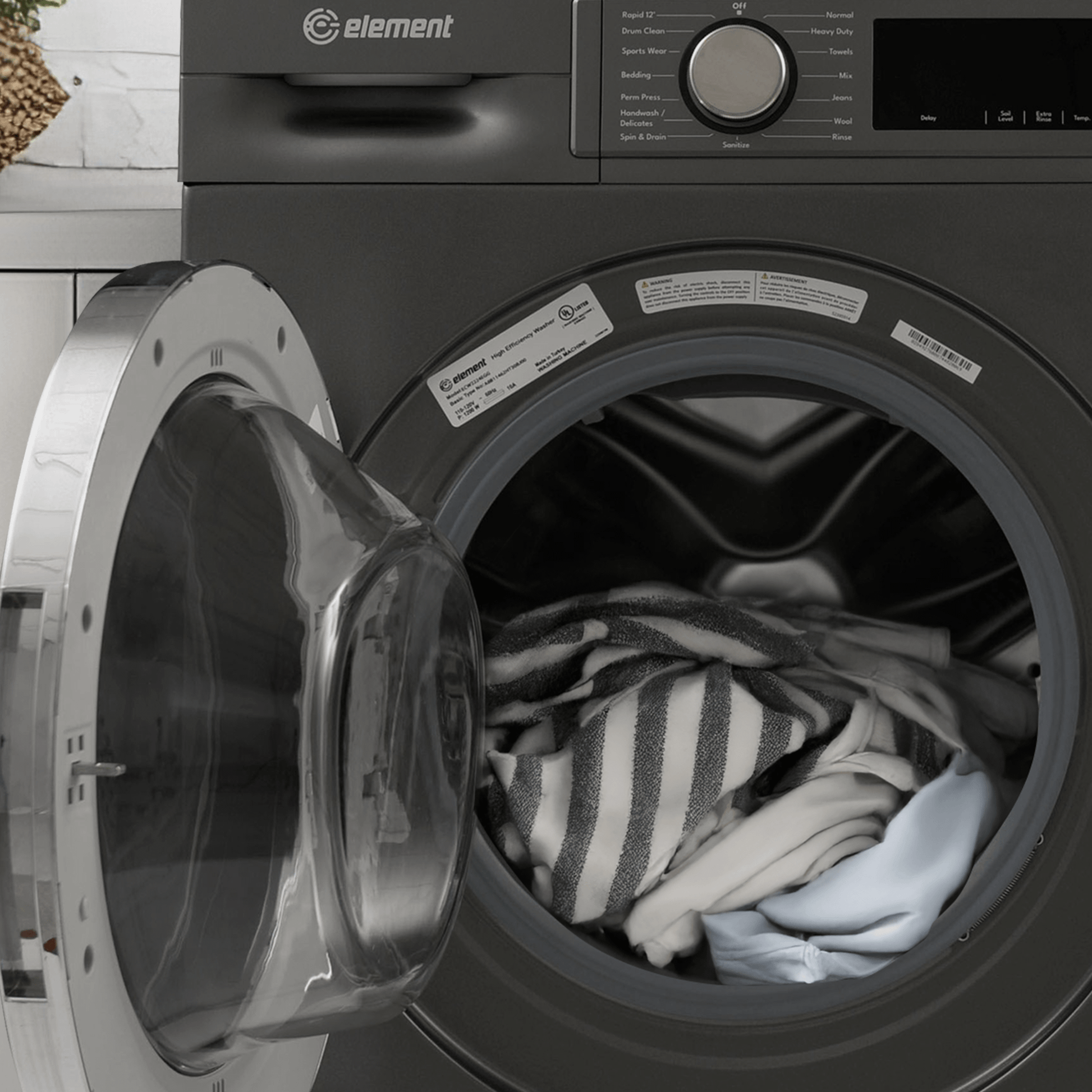 Element Appliance ECW2224EGG Element Electronics 24-Inch 2.2 Cu. Ft. Front Load Washer - Gray, Energy Star (Ecw2224Egg)