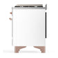 Ilve UM36FQNR3WHPLP Ilve Um36Fqnr3Whplp Majestic Iii 36 Inch Dual Fuel Range With 6 Black Brass Burners And Griddle, Dual Function Burner Up To 25,000 Btu (Solid Door, White, Copper, Liquid Propane)