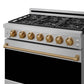 Thor Kitchen RSG36PBRZ 36 Inch Professional Gas Range With Precision Knob In Stainless Steel And Bronze Gordon Ramsay Series