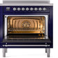 Ilve UPI366NMPMBC Nostalgie Ii 36 Inch Electric Freestanding Range In Blue With Chrome Trim