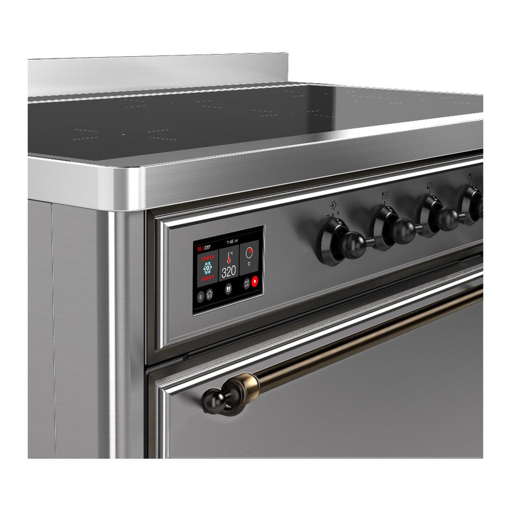 Ilve UMIB48QNR3SSB Ilve Umib48Qnr3Ssb Majestic Iii 48 Inch Induction Range With 6 Elements, 5.02 Cu. Ft. Total Oven Capacity (Solid Door, Stainless Steel, Burnished)