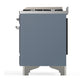 Ilve UM60FSQNR3BGC Ilve Um60Fsqnr3Bgc Majestic Iii 60 Inch Dual Fuel Range With 7 Burners, Griddle And French Top, Dual Function Burner With Up To 25,000 Btu (Natural Gas, Solid Door, Blue Grey, Chrome)