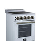 Forno FFSEL605220WHT Forno Pallerano 20 Inch Freestanding Electric Range In White With Antique Brass, Compact Design