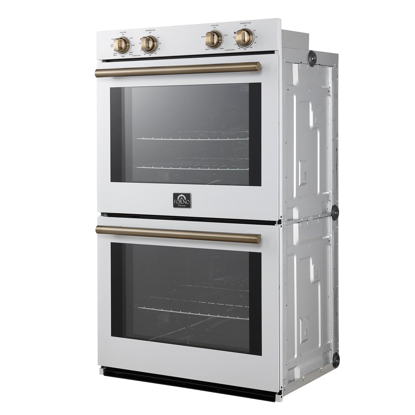 Forno FBOEL132430WHT Forno Vomero 30-Inch Double Wall Oven, White, 10 Cu.Ft Total Capacity, 7100W Convection, Mechanical Controls, Manuel Steam Clean