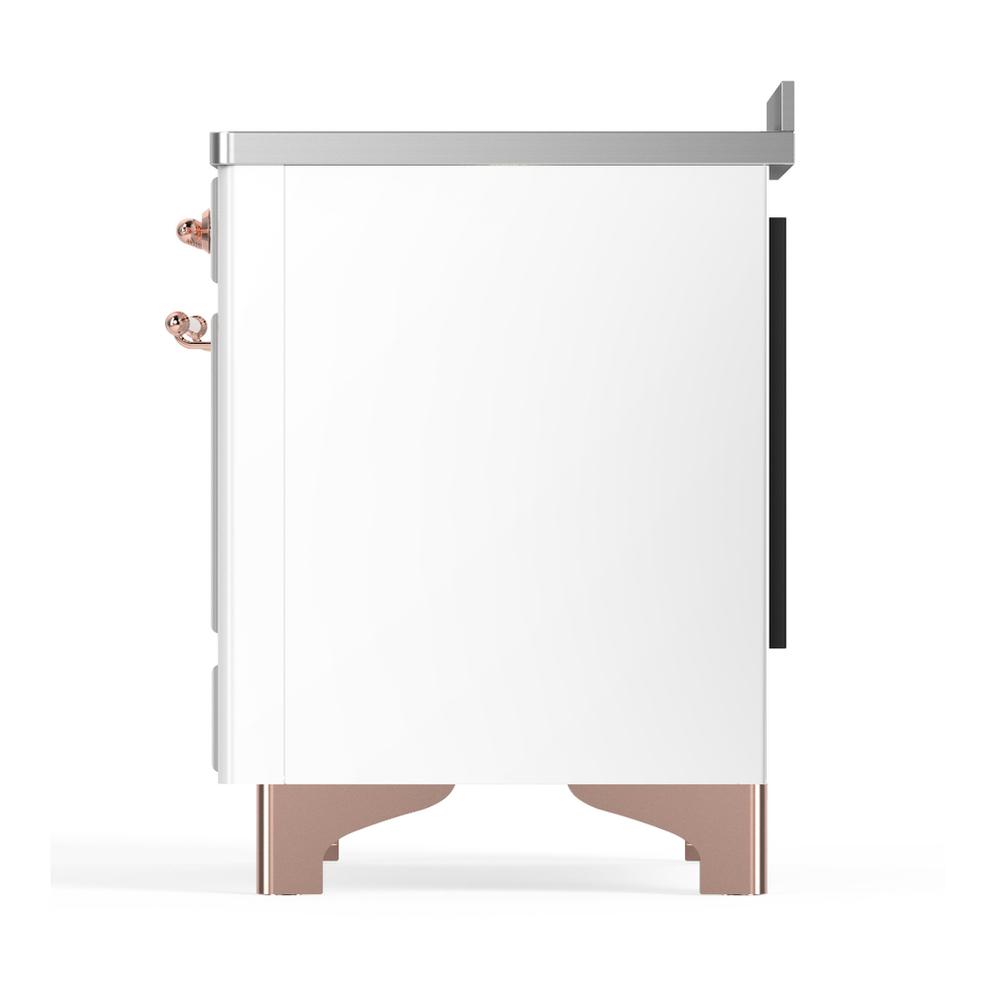 Ilve UMIB48NR3WHP Ilve Umib48Nr3Whp Majestic Iii 48 Inch Induction Range With 6 Elements, 5.02 Cu. Ft. Total Oven Capacity (Triple Glass Door, White, Copper)