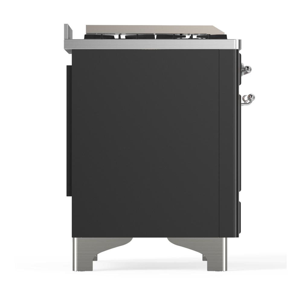 Ilve UM60FSNR3MGC Ilve Um60Fsnr3Mgc Majestic Iii 60 Inch Dual Fuel Range With 7 Burners, Griddle And French Top, Dual Function Burner With Up To 25,000 Btu (Natural Gas, Triple Glass Door, Graphite Matte, Chrome)