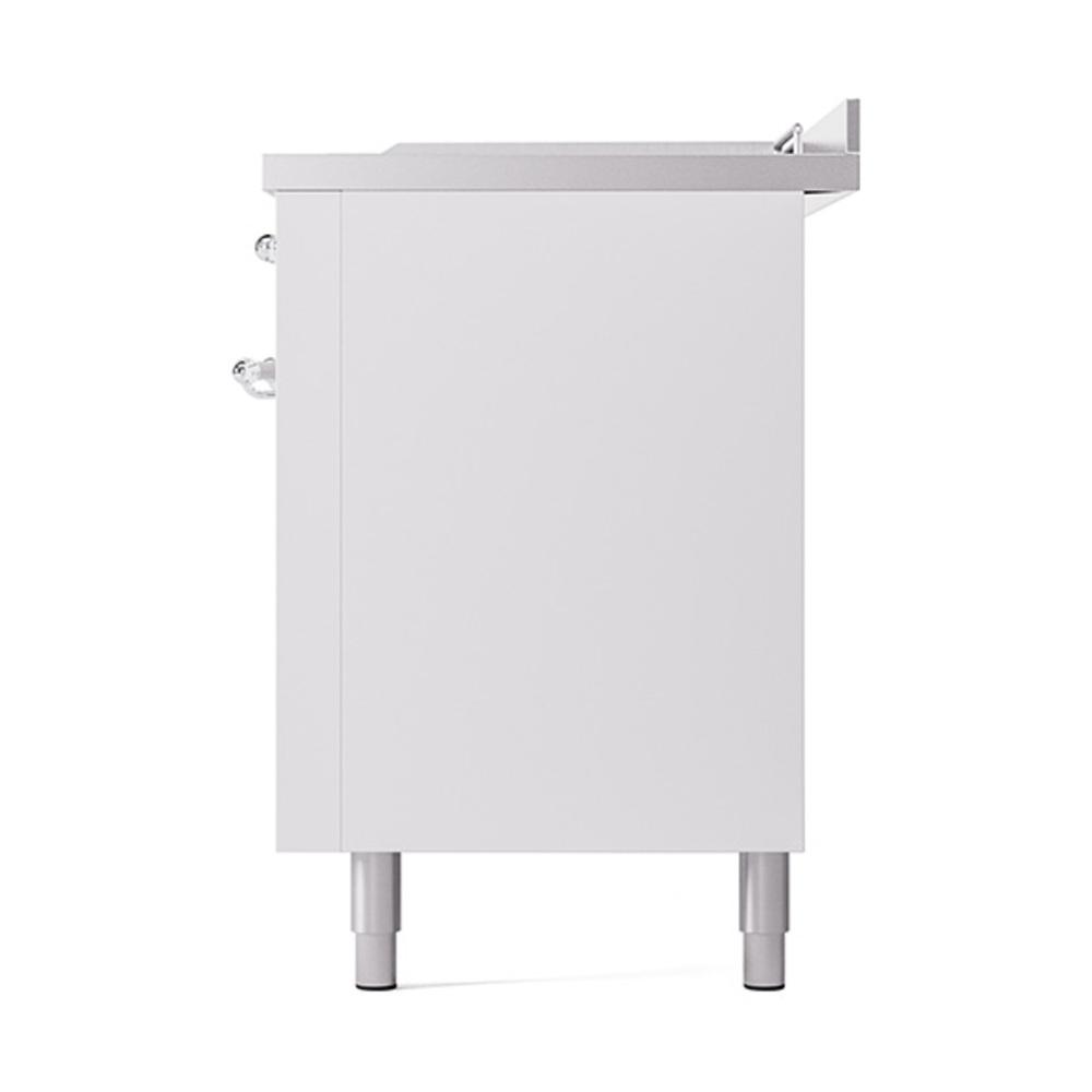 Ilve UN60FSQNMPWHC Ilve Un60Fsqnmpwhc Nostalgie Ii Noblesse 60" Dual Fuel Range (7 Sealed Burners + Griddle + French Top, Natural Gas, Solid Door, White, Chrome)