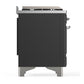 Ilve UM36FNR3MGCLP Ilve Um36Fnr3Mgclp Majestic Iii 36 Inch Dual Fuel Range With 6 Black Brass Burners And Griddle, Dual Function Burner Up To 25,000 Btu (Triple Glass Door, Graphite Matte, Chrome, Liquid Propane)
