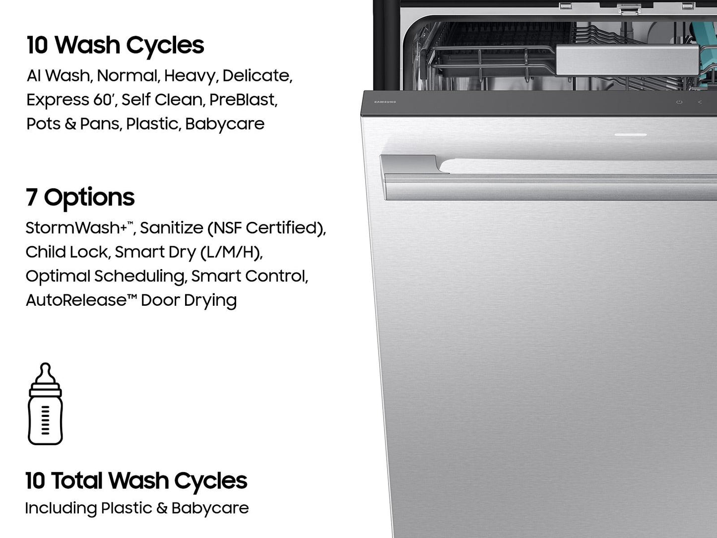 Samsung DW90H89TETR Bespoke Ai Smart Dishwasher Ai Wash & 3Rd Rack Washing System Autorelease™ Door 38Dba
