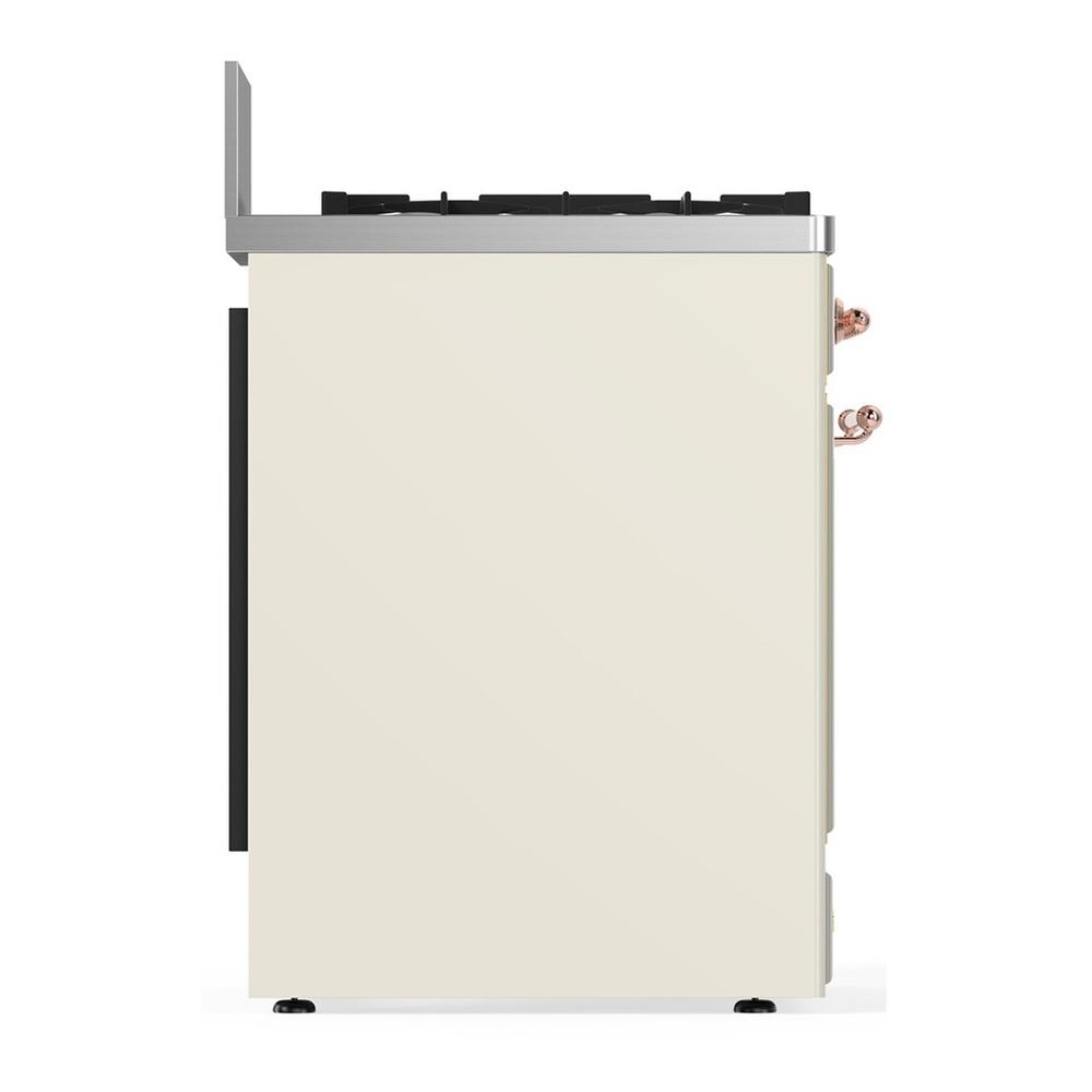 Ilve UM30QNR3AWPLP Ilve Um30Qnr3Awplp Majestic Iii 30 Inch Dual Fuel Range With 5 Black Brass Burners, Dual Function Burner Up To 25,000 Btu (Liquid Propane, Solid Door, Antique White, Copper)