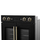 Forno FBOEL134030BLK Forno Asti 30-Inch Double Electric Wall Oven With Upper French Doors In Black & Antique Brass, 7.36 Cu. Ft. Dual True Convection, 7,200W, Air Fry, Sous Vide, Self-Clean
