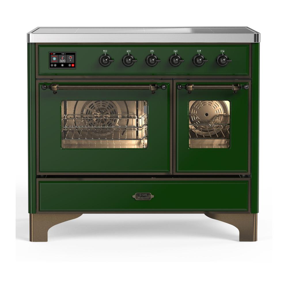 Ilve UMDIB40NR3EGB Ilve Umdib40Nr3Egb Majestic Iii 40 Inch Induction Range With 6 Elements, 3.82 Cu. Ft. Total Oven Capacity (Triple Glass Door, Emerald Green, Burnished)