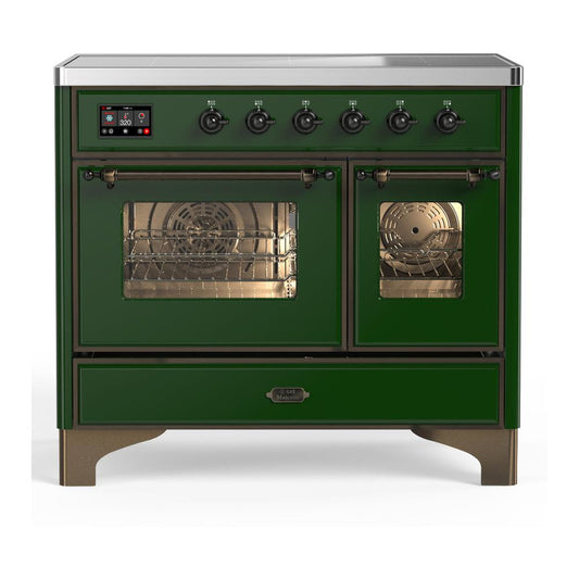 Ilve UMDIB40NR3EGB Ilve Umdib40Nr3Egb Majestic Iii 40 Inch Induction Range With 6 Elements, 3.82 Cu. Ft. Total Oven Capacity (Triple Glass Door, Emerald Green, Burnished)
