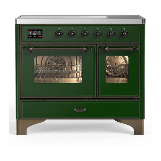Ilve UMDIB40NR3EGB Ilve Umdib40Nr3Egb Majestic Iii 40 Inch Induction Range With 6 Elements, 3.82 Cu. Ft. Total Oven Capacity (Triple Glass Door, Emerald Green, Burnished)
