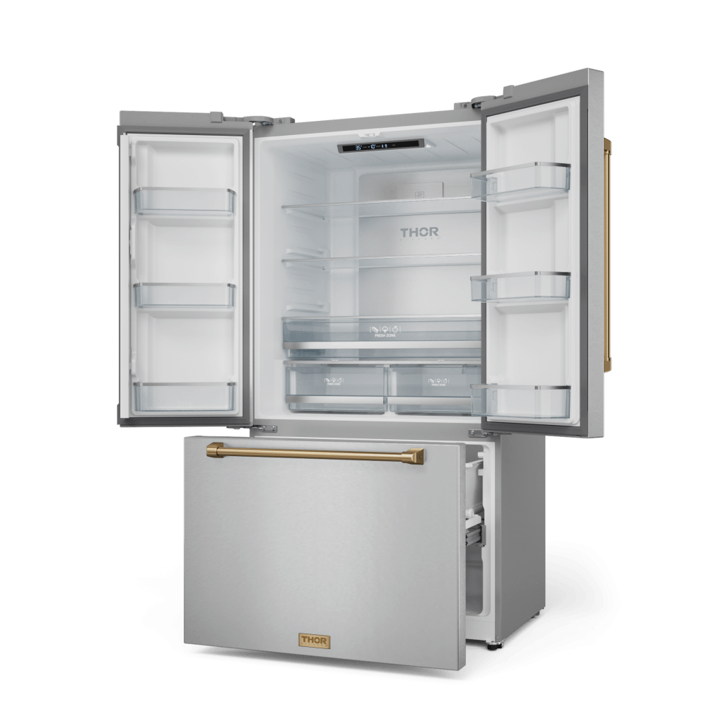 Thor Kitchen RF3621CTD99BRZ 36 Inch 20.3 Cu Ft French Door Counter Depth Refrigerator With Ice Maker In Stainless Steel/Bronze Gordon Ramsay Series - Rf3621Ctd99-Brz