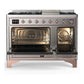 Ilve UM48FQNR3SSPLP Ilve Um48Fqnr3Ssplp Majestic Iii 48 Inch Dual Fuel Range With 8 Burners And Griddle, Dual Function Burner Up To 25,000 Btu (Liquid Propane, Solid Door, Stainless Steel, Copper)