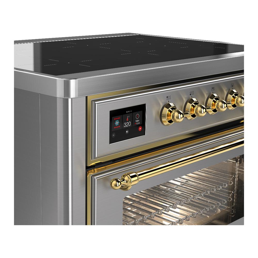 Ilve UMIB36NR3SSG Ilve Umib36Nr3Ssg Majestic Iii 36 Inch Induction Range With 6 Elements, 3.5 Cu. Ft. Total Oven Capacity (Triple Glass Door, Stainless Steel, Brass)