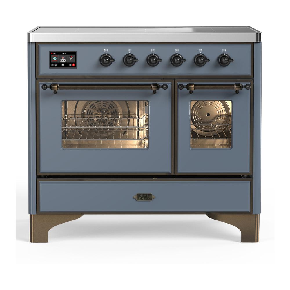 Ilve UMDIB40NR3BGB Ilve Umdib40Nr3Bgb Majestic Iii 40 Inch Induction Range With 6 Elements, 3.82 Cu. Ft. Total Oven Capacity (Triple Glass Door, Blue Grey, Burnished)