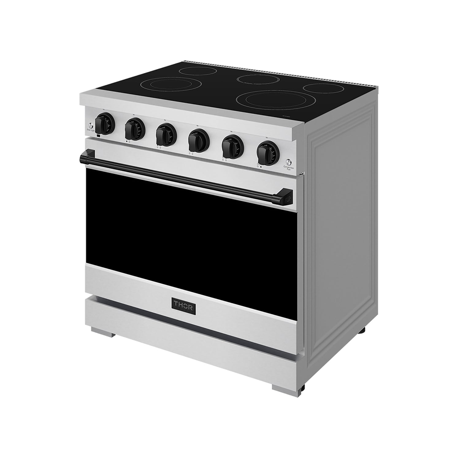 Thor Kitchen RSE36PBLK 36 Inch Professional Electric Range In Stainless Steel/Black Gordon Ramsay Series