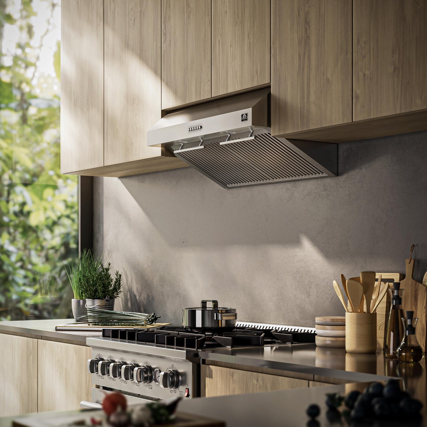 Forno FRHUC525530 Forno Bari Espresso 30-Inch Under Cabinet Range Hood, Stainless Steel, 400 Cfm, Led Lighting, Dishwasher-Safe Baffle Filters, 4-Speed Fan Control