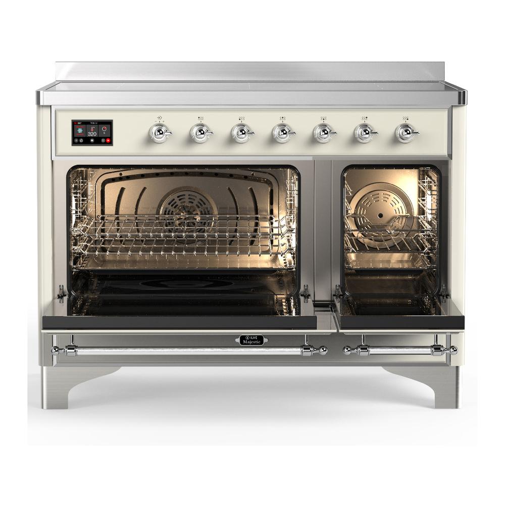 Ilve UMIB48QNR3AWC Ilve Umib48Qnr3Awc Majestic Iii 48 Inch Induction Range With 6 Elements, 5.02 Cu. Ft. Total Oven Capacity (Solid Door, Antique White, Chrome)