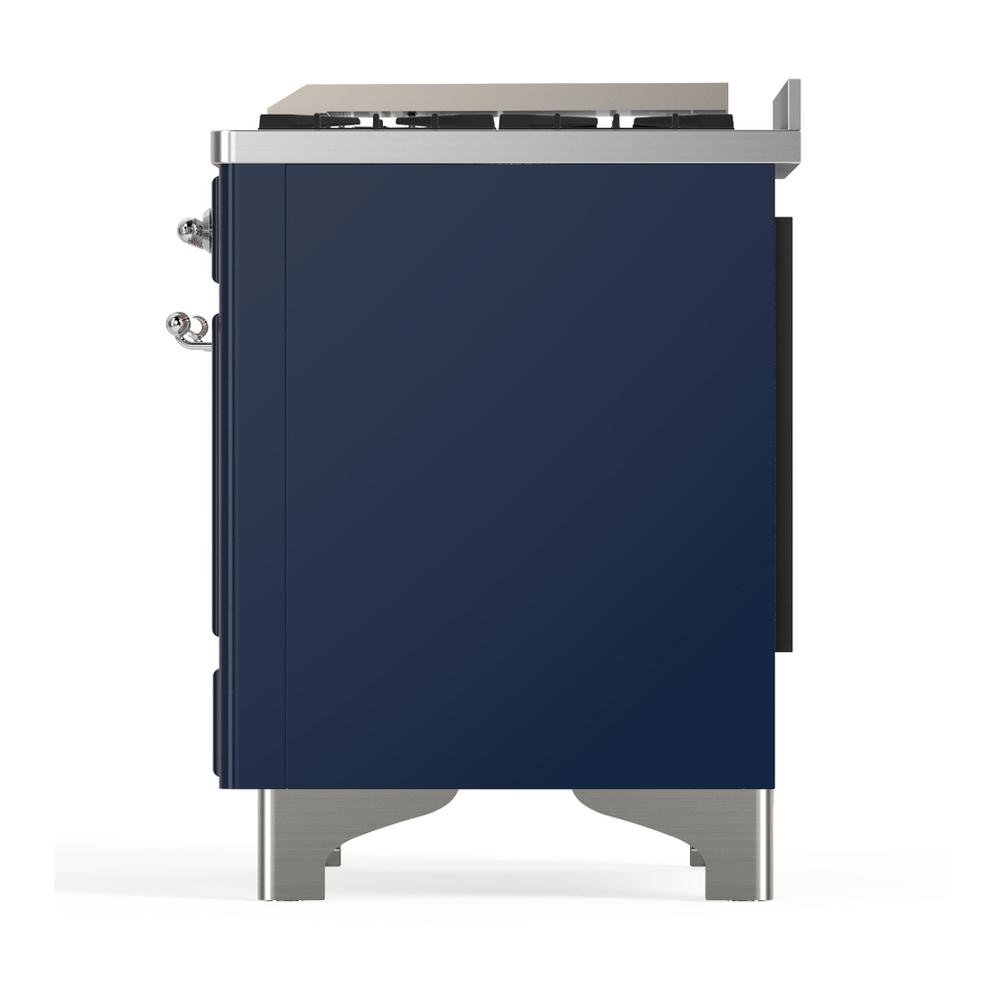 Ilve UMD40FNR3MBC Ilve Umd40Fnr3Mbc Majestic Iii 40 Inch Dual Fuel Range With 6 Burners And Griddle, Dual Function Burner Up To 25,000 Btu (Natural Gas, Triple Glass Door, Midnight Blue, Chrome)