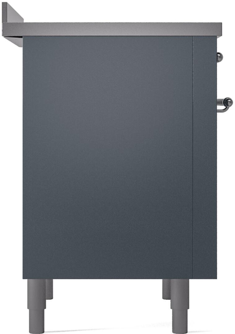 Ilve UPI366NMPBGC Nostalgie Ii 36 Inch Electric Freestanding Range In Blue Grey With Chrome Trim