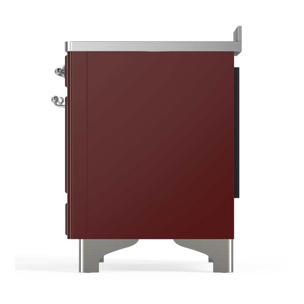 Ilve UMIB48QNR3BUC Ilve Umib48Qnr3Buc Majestic Iii 48 Inch Induction Range With 6 Elements, 5.02 Cu. Ft. Total Oven Capacity (Solid Door, Burgundy, Chrome)